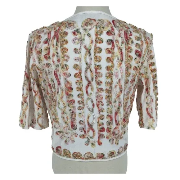 Life Style Petite Womens Embellished Cardigan Jacket Cotton Open Front Petite M - Picture 4 of 8